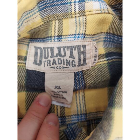 Duluth Trading Company Men's Free Swingin Flannel Yellow Plaid Long Sleeve XL - Picture 5 of 10